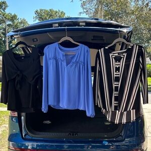 3 Women's Tops - Black, Blue, and Black/White Striped